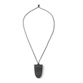 Black leaf-shaped leather magnetic hat clip with long neck strap and pebble texture - Lanyard Style / Black
