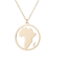 Minimalist stainless steel necklace featuring a gold-finished Africa map pendant - 615 Africa Map / Gold
