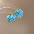 Charmante himmelblaue Perlenohrringe mit Quasten und Goldbasis für süßen Sommerstil - 111# Silbernadel - Gold & Blau