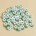 Colorful 10mm flower polymer clay beads for DIY jewelry and phone chain accessories - White