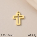 18K gold hollow cross pendant made of stainless steel measuring 23x15mm and 1.3g weight - Simple Cross Style(KLJ7080-Z)