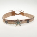 Bohemian braided hemp belt with turquoise star ornament and silver beads detail - 56-58cm / Multi-Layer Hemp Rope Woven Faux Turquoise Belt (AB71)