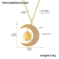 Detailed dimensions of 18K gold stainless steel sun moon necklace with zircon stones - 42+5cm / Gold White Zircon Necklace