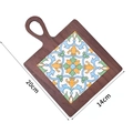 Tagliere in legno stile mediterraneo 20cm x 14cm con decorazione floreale ceramica - Legno di Paulownia Stile 1