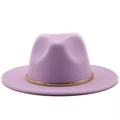 Elegant lavender wool fedora hat with gold braided trim on a clean white background - M (56-58cm) / Taro Purple
