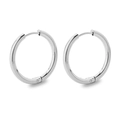 Minimalist silver stainless steel hoop earrings with polished curved finish - 2.5*18mm / Steel