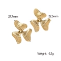 Pendientes de flores de tres pétalos en acero de titanio oro 18k con dimensiones - Dorado