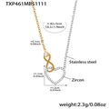 Detail of 18k gold plated stainless steel heart infinity necklace with zircon inlay - Two-tone Necklace 42+5cm / Color Block