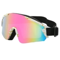 Ski goggles with rainbow mirrored lenses and white marble pattern frame for sports - White Camouflage Frame Pink Lens