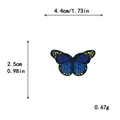 Blue embroidered butterfly patch with dimension measurements 4.4cm by 2.5cm - Small / With Adhesive / Dark Blue