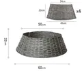 Gray hand-woven Christmas tree collar made of four pieces of faux rattan fence - Medium Gray Tree Collar (4 Pieces Set)