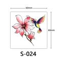 3D colorful pink magnolia and hummingbird temporary tattoo sticker 60x60mm S-024 - Pink Magnolia Hummingbird Style (S-024)