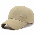 Khaki Baumwoll-Baseballkappe für Herren mit Sport-Stickerei und gebogenem Schirm - Verstellbar / Khaki