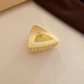Elegant cream yellow triangular hair claw clip with a matte finish for women - Yellow Triangle Claw(FJ276)