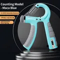 Adjustable 10-100KG hand gripper in Maca Blue with mechanical counter and TPR handle - 10-100kg Mechanical Counting / Maca Blue