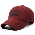 Quick-dry burgundy baseball cap featuring bear embroidery and soft top design - Adjustable / Red