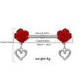 Red resin rose and silver heart nipple ring variant with precise product dimensions - Red Rose Heart Pendant (24070902-6)