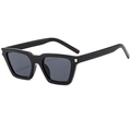 Elegant black square cat-eye sunglasses with dark grey lenses and silver stud detail - Bright Black