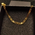 18K gold plated stainless steel rectangle link chain necklace shown on black foam - Necklace 11