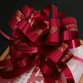 Red satin bow with gold Marry Me text and rose design for wedding decoration - Ball Flower MARRY ME Wine Red 5Pcs/Pack