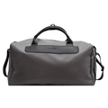 Dark grey waterproof sports duffel bag with black leather handles and Nifty Bag logo - Gray