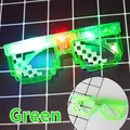 Green pixel mosaic sunglasses with flashing LED lights for party and cosplay - Green