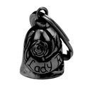 Silver stainless steel rose flower bell pendant with Lady R engraving for women - Black (with Keyring)