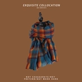 Winter plaid scarf in navy blue, orange, and dark red patterns for warmth - Witch Plaid Blue Orange Check