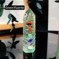 Handgefertigter grüner Fluorit Kristallstab mit Golddraht und bunten Chakra Steinen - Golddraht Umwickelt/7 Chakra Steine / Grüner Fluorit