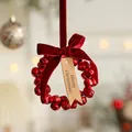 Red Christmas bell wreath ornament with a velvet bow and Merry Christmas tag - 10CM Red Bell Wreath / Red