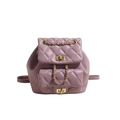 Sac à dos matelassé rose mauve avec motif en losange et détails dorés élégants - Violet - Petit