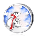 Detailed shot of 925 silver polar bear charm with blue enamel starry sky and number seven - Starry Sky Polar Bear Charm