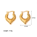 Close-up of gold twisted heart hoop earrings with dimensions 2.7cm height and 2.1cm width - Heart-Shaped Twisted Open Hoops
