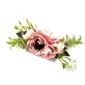 Pink bohemian floral hair comb with faux green leaves and purple buds for bridal styling - FS35-3 Pink