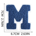 Detailed size chart for blue chenille letter M patch with 7cm height dimensions - Blue-Letter M
