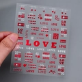 Waterproof heart nail sticker XZ-D2305 with red 3D LOVE letters and metallic stars - 3D LOVE Style (XZ-D2305) / Red