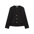 Chaqueta blazer corta negra para mujer con hombreras y botones dorados - XS / Negro