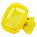 Close-up of a yellow transparent jelly hair claw clip with a durable metal spring - Yellow