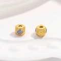 S925 silver golden spacer beads with blue gemstone and relief texture for DIY bracelets - Gold Blue Zirconia