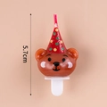 Cartoon brown bear birthday candle with red party hat and white plastic stand 5.7cm - Bear with Red Hat Single / 1 Piece / Brown