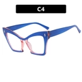 Cat eye glasses frame in translucent blue and pink color-block finish, model C4 - Transparent Pink and Royal Blue