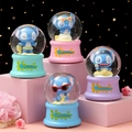Cartoon Stitch crystal balls with summer theme motifs on pink blue purple green bases - 4.5cm Light and Snow / Stitch Cartoon Style (NO.35 Blue Monster)