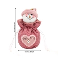 Pink sequin snowman drawstring Christmas gift bag with dimensions 24cm by 15cm - Pink Sequins Apple Bag Snowman