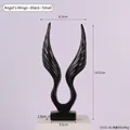 Matte black angel wing resin sculpture 14.5cm height for minimalist home decor - 7313C-03 Angel Wings-Black-Small