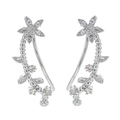 Elegante silberne Sonnenblumen-Ohrringe mit glitzerndem Zirkonia-Blumenranken-Design - Silber