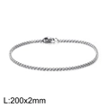 Pulsera de cadena rolo plateada de 2mm en acero inoxidable con cierre de langosta - Estilo Plateado de 2mm de Ancho (KB126595-Z)