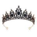 Baroque black gemstone crown with ancient gold metal frame and smoky rhinestones - Antique Gold + Black Rhinestone