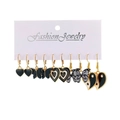 6-piece gold-plated earring set featuring black and white enamel hearts and butterflies - 11-Piece Set / Black & White