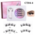 CT04-4 3D magnetic eyelashes set with pink box and 8mm fiber lash length details - CT04-4 with White V-Type Tweezer