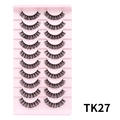 TK27 Russische D-krul 10 paar valse wimpers set met natuurlijk dik volume effect - Zwarte dikke stijl (TK27)